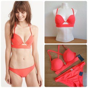 Abercrombie Push Up Bikini Set Top Bottom in Coral